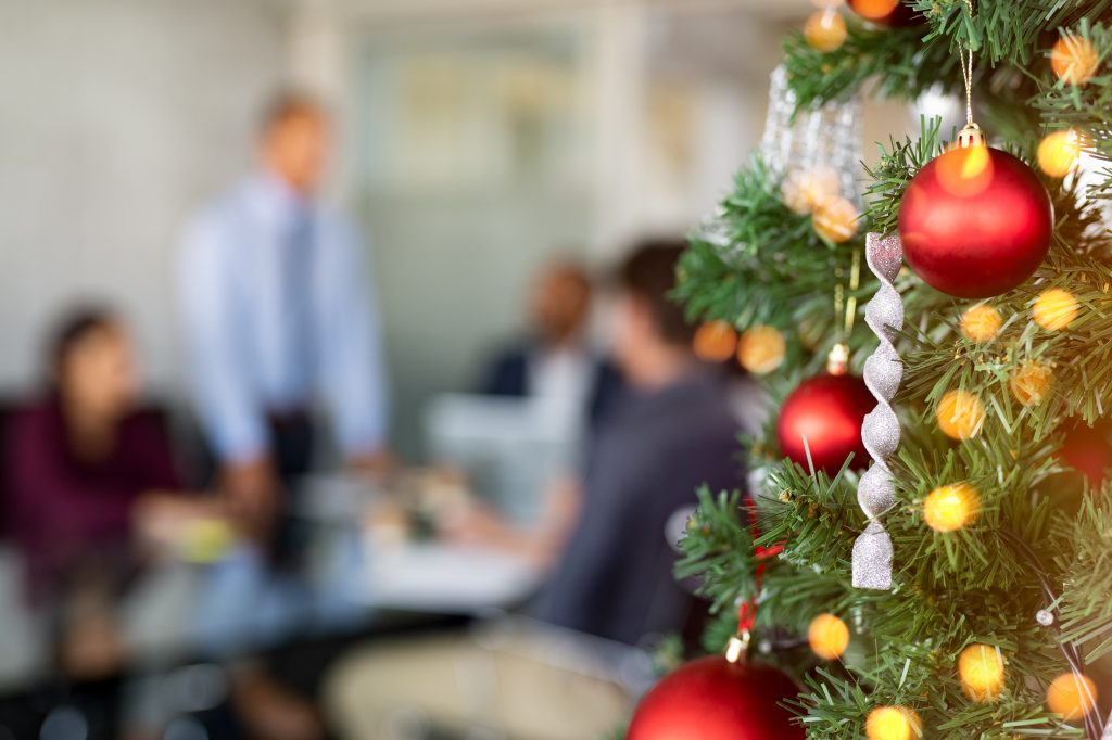 Christmas tree in business office